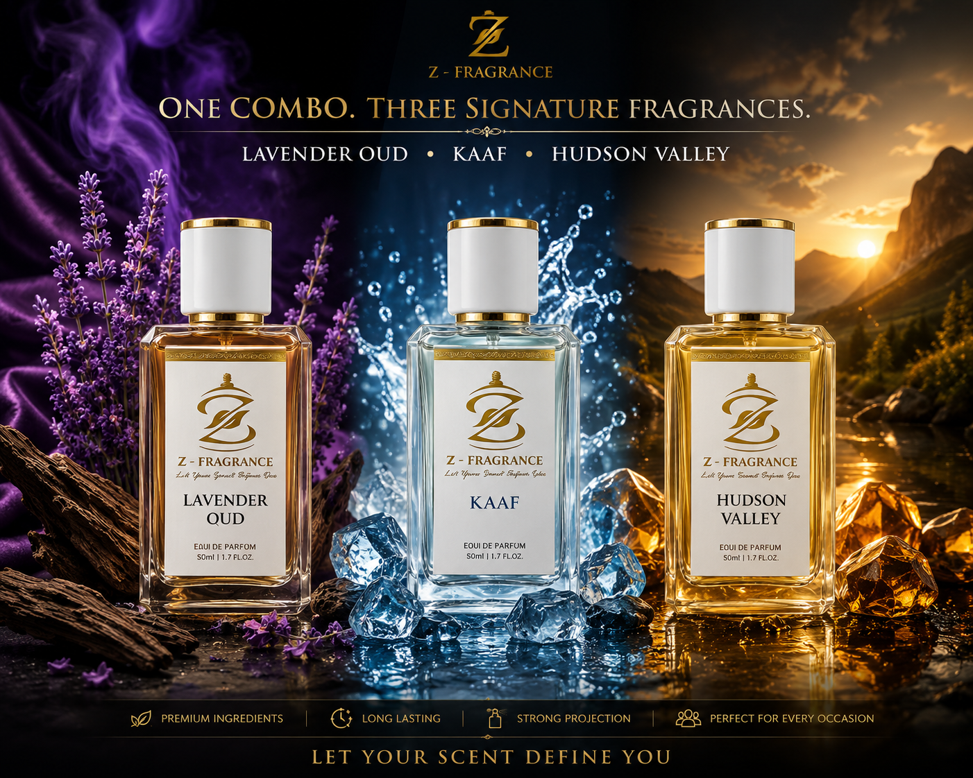 Three Signature Fragrances (50 ml Each Bottle) – Z-Fragrance
